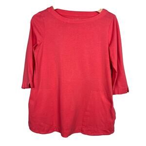 J. Jill Pure Jill Small Petite Coral Pink Knit A-Line Tunic Top 3/4 Sleeves